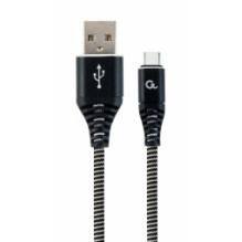 Gembird USB Male - USB Type C Male Premium cotton braided 1m Black