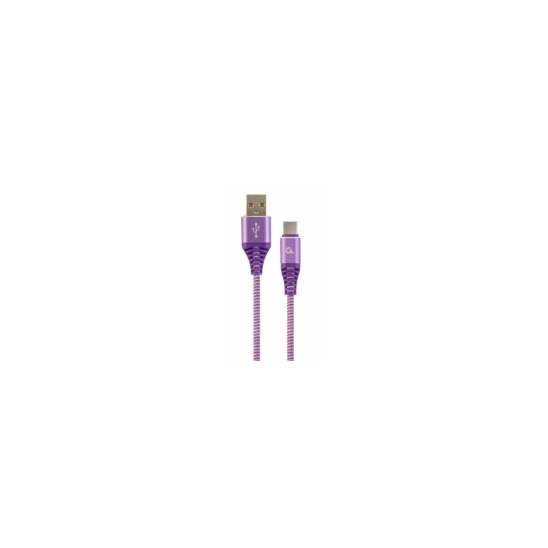 Gembird USB Male - USB Type C Male Premium cotton braided 2m Purple / White