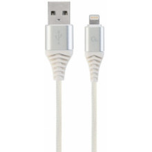 Gembird Premium medvilninis pintas USB jungtis į 8 kontaktų 2m sidabrinis / baltas