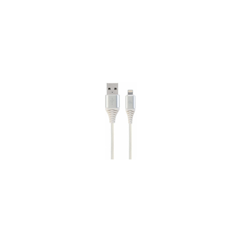 Gembird Premium Cotton Braided USB to 8-pin 2m Silver / White