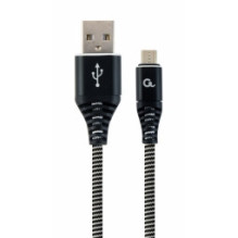 Gembird USB Male - Micro USB Male Premium cotton braided 1m Black / White
