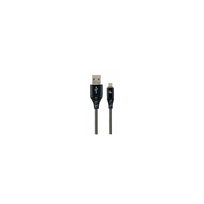 Gembird USB Male - Micro USB Male Premium cotton braided 1m Black / White