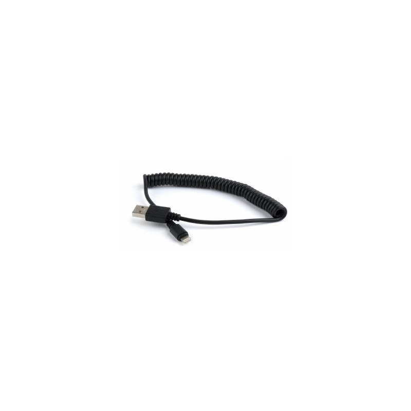 Gembird Spiral Cable USB Male - Apple Lightning Male 1.5m Black