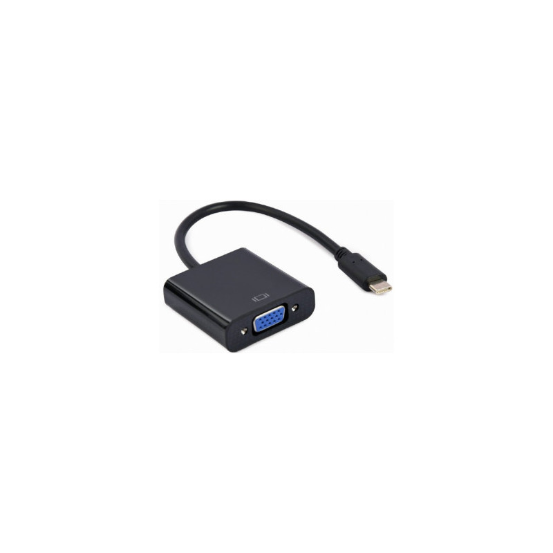 Adapteris USB C tipo kištukas - VGA lizdas, 15 cm, juodas
