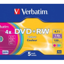 Matrix DVD+RW Verbatim 4.7GB 4x Color, 5 Pack Slim