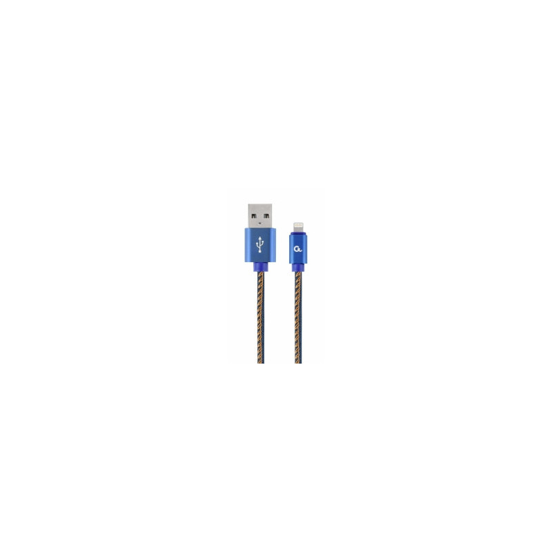 Gembird USB Male - Lightning Male Premium denim 1m Blue