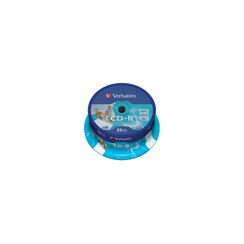 Matrix CD-R AZO Verbatim 700MB 1x-52x Wide Printable, ID Bran, 25 vnt. pakuotėje