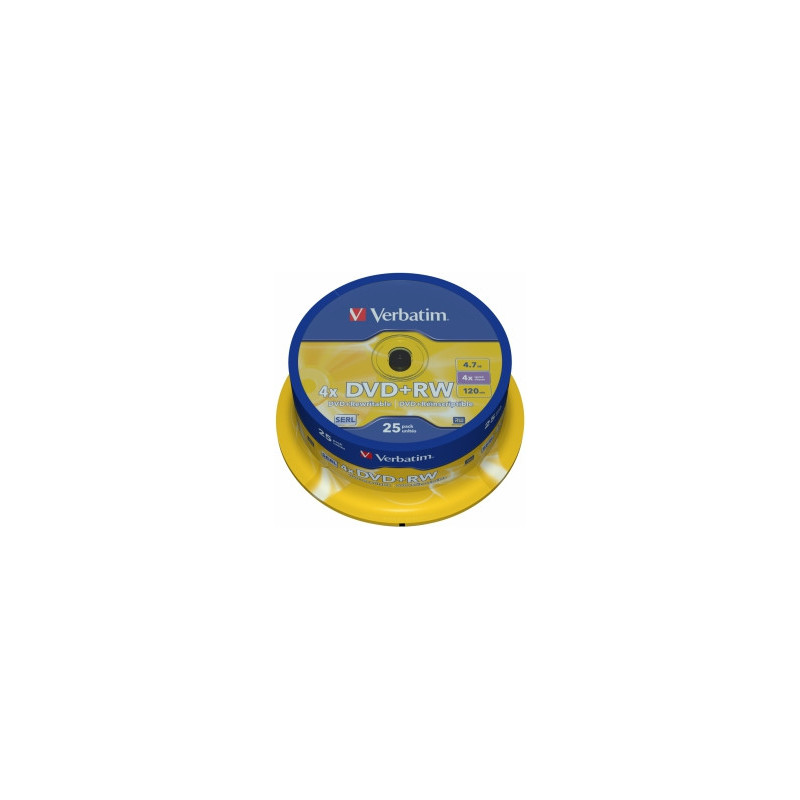 Matrix DVD+RW SERL Verbatim DLP 4.7GB 4x 25 Pack Spindle