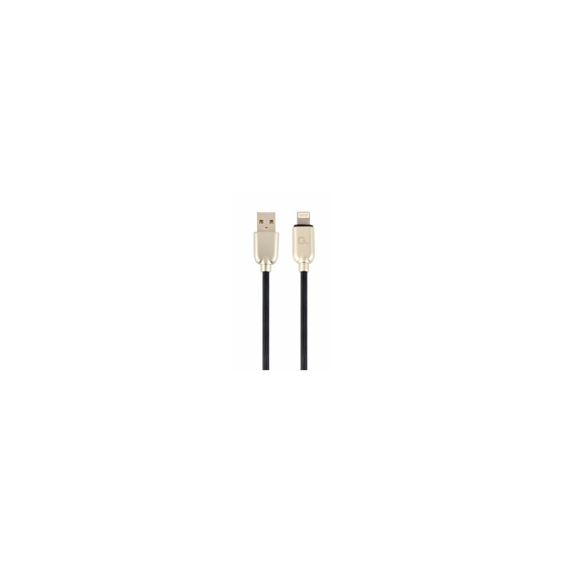 Gembird USB Male - Lightning Male Premium rubber 2m Black
