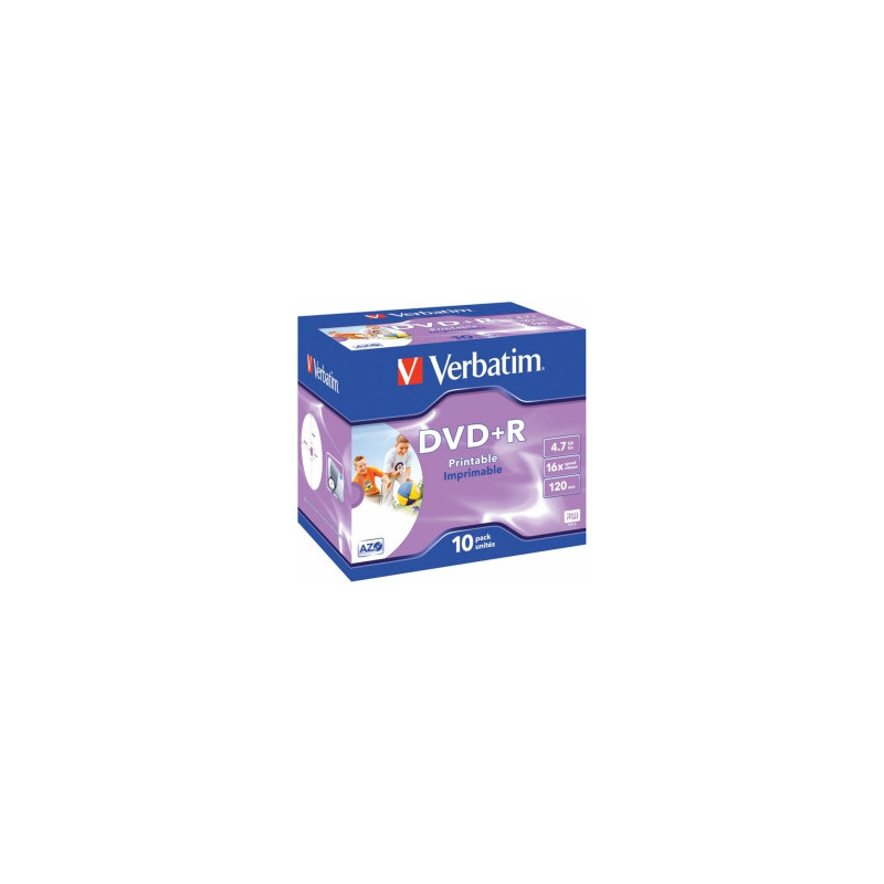 Matrix DVD+R AZO Verbatim 4.7GB 16x Printable ID Branded, 10 Pack Jewel