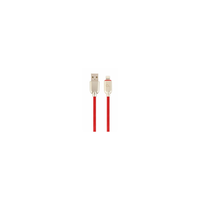 „Gembird“ USB kištukas - „Lightning“ kištukas Premium guminis 2m raudonas