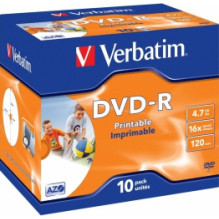 Matrix DVD-R AZO Verbatim 4.7GB 16x Printable, ID Branded, 10 Pack Jewel