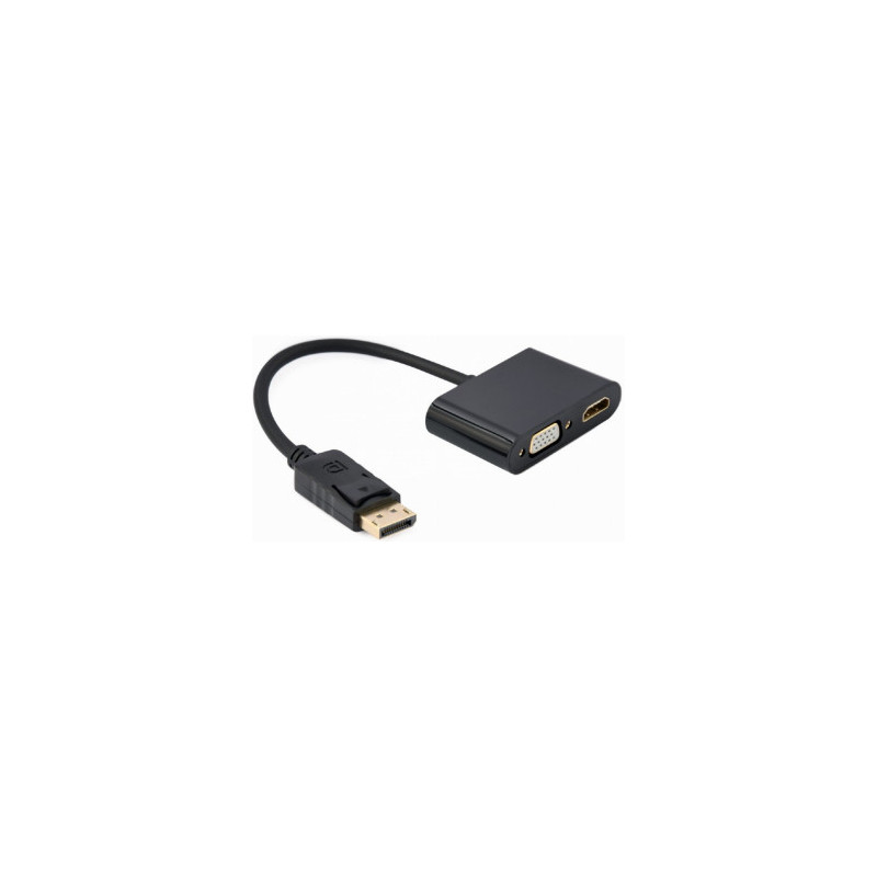 Adapteris Gembird DisplayPort kištukas - HDMI lizdas + VGA lizdas, juodas