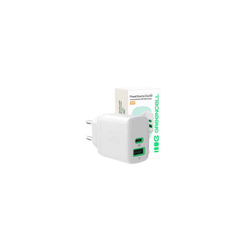 Įkroviklis Greencell PowerSource Duo30 30W baltas