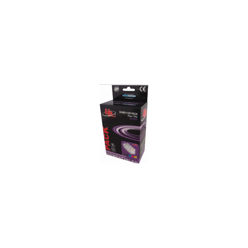 „UPrint Brother LC980“ 4 pakuočių rašalas, juodas (16 ml), žydras (16 ml), violetinis (C/M/Y).