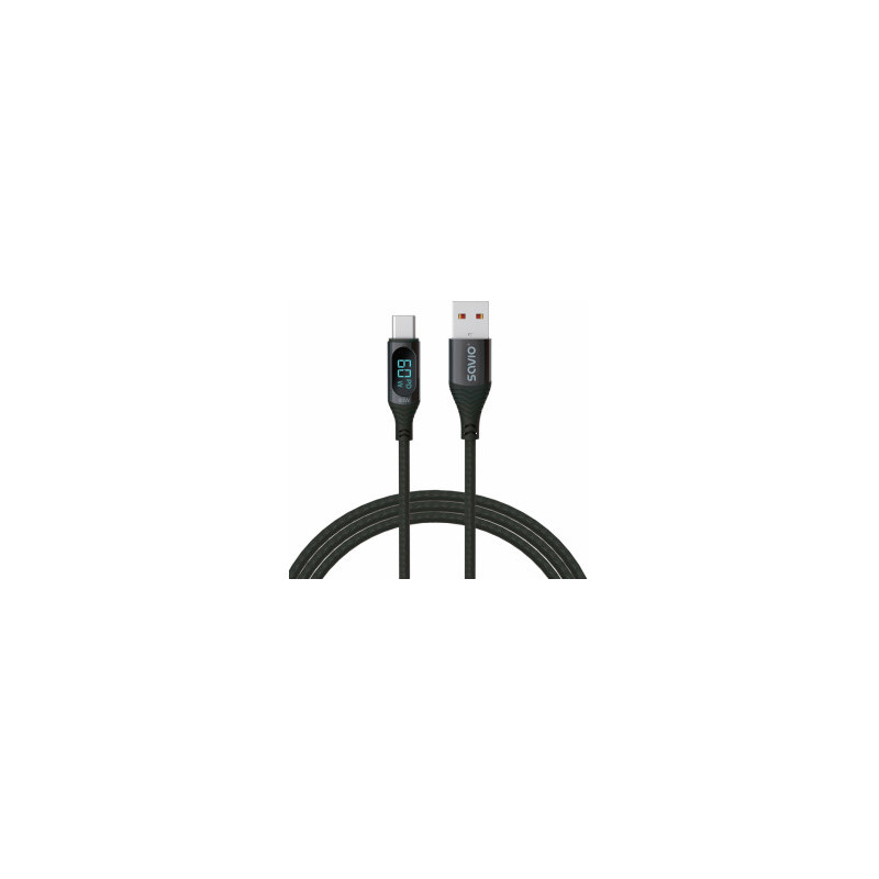 Cable Savio USB-A Male - USB Type-C Male with Digital Display 1m