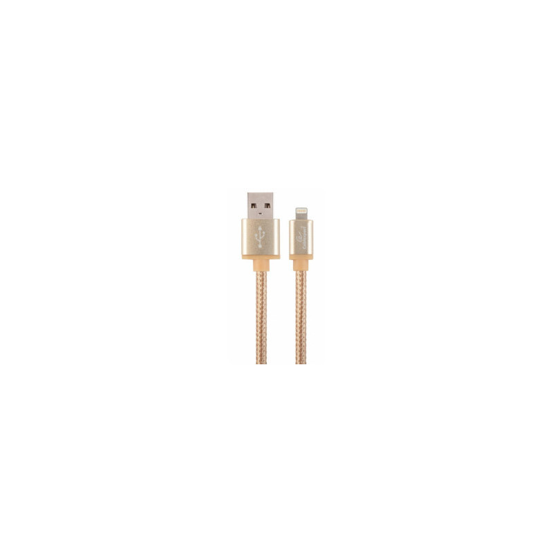 Gembird cotton braided USB Lightning 1.8m Gold