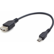 Gembird OTG USB lizdas - MicroUSB lizdas, 0,15 m, juodas