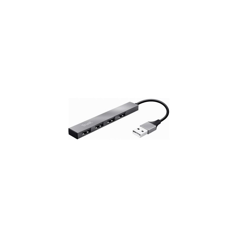 USB šakotuvas „Trust Halyx“ aliumininis 4 prievadų mini USB šakotuvas, sidabrinis