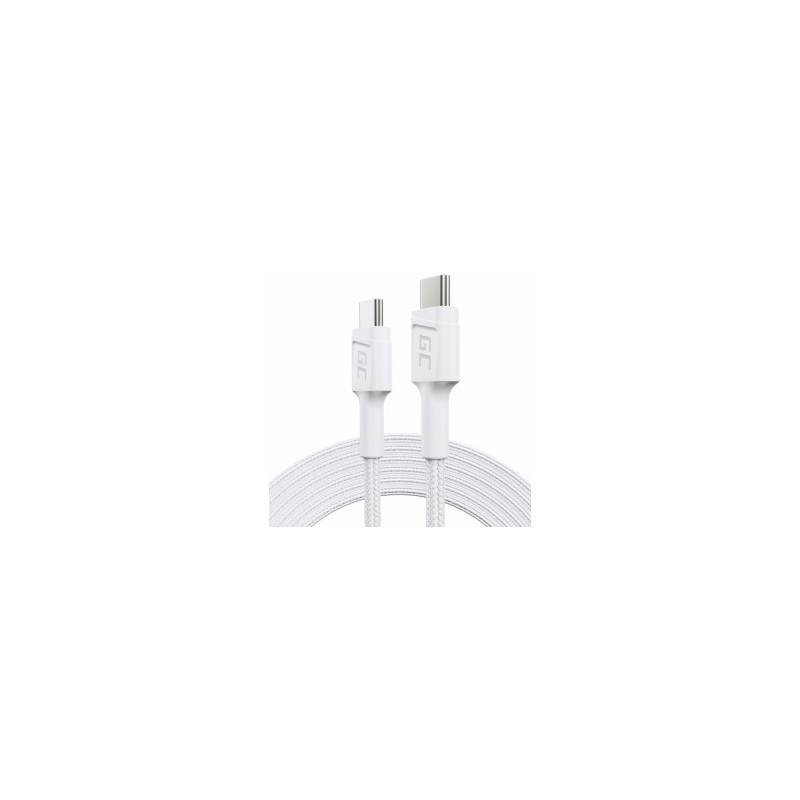 Kabelis „Green Cell“ USB C tipo kištukas - USB C tipo kištukas „PowerStream“ su greito įkrovimo funkcija, 60 W, 2 m, bal