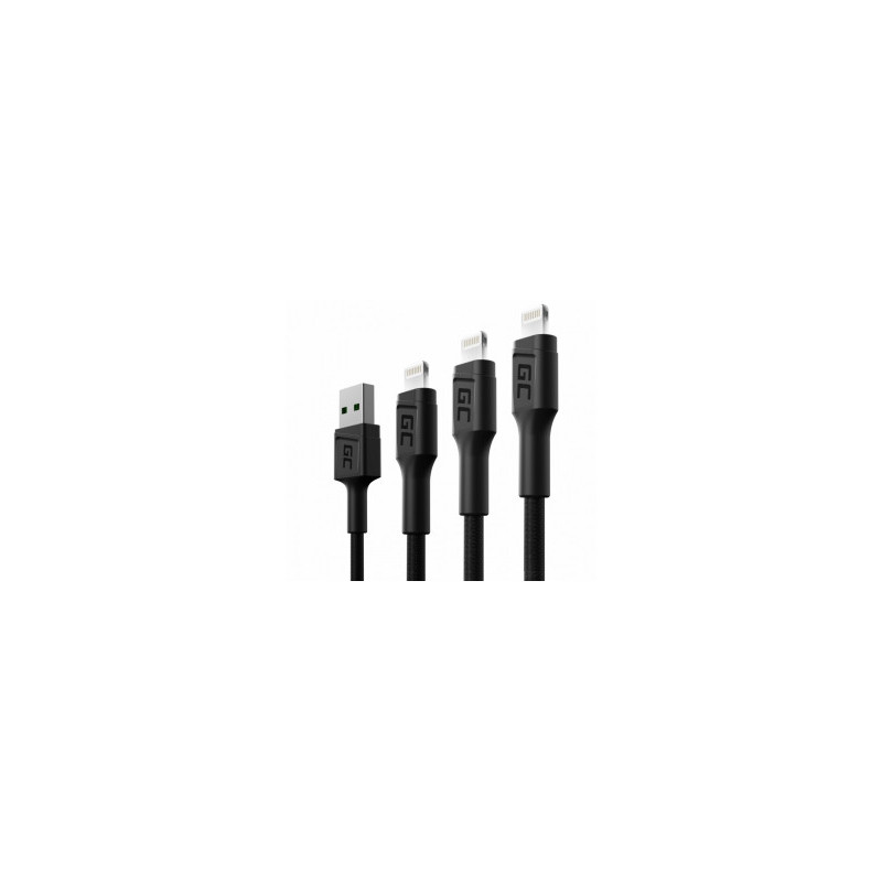Green Cell USB Male - Lightning Male x 3 1.2m LED Backlight