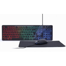 „Gembird“ 3 viename stalinių kompiuterių rinkinys su foniniu apšvietimu, juodas