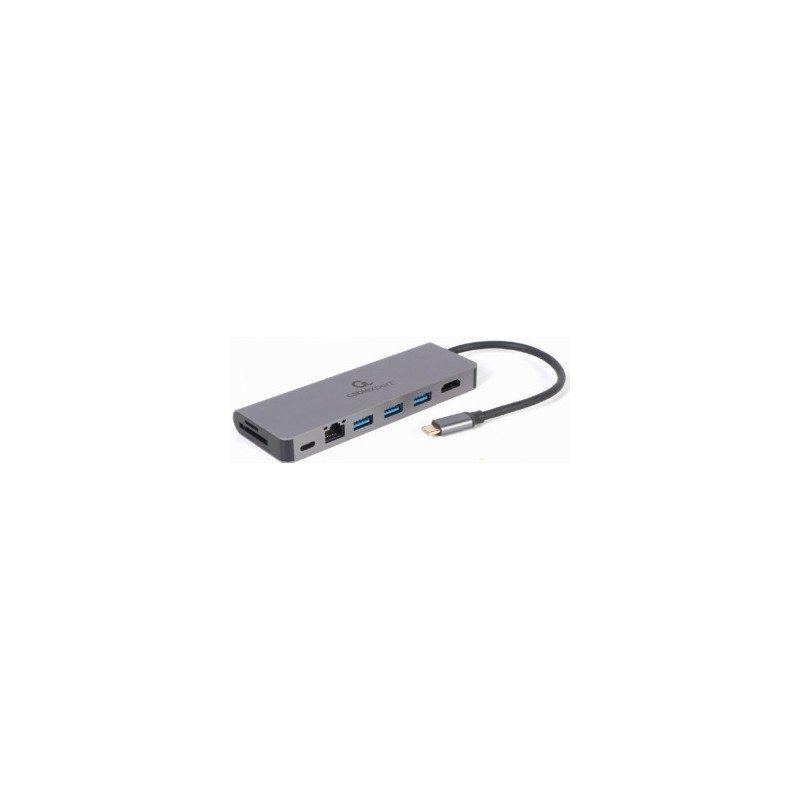 Dokastation Gembird USB Type-C 5-in-1 multi-port adapter (Hub + HDMI + PD + card reader + LAN)