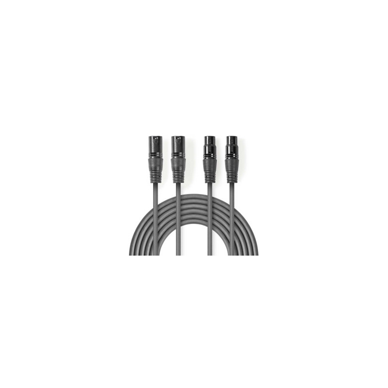 Nedis 2x XLR M - 2x XLR F kabelis, 5m