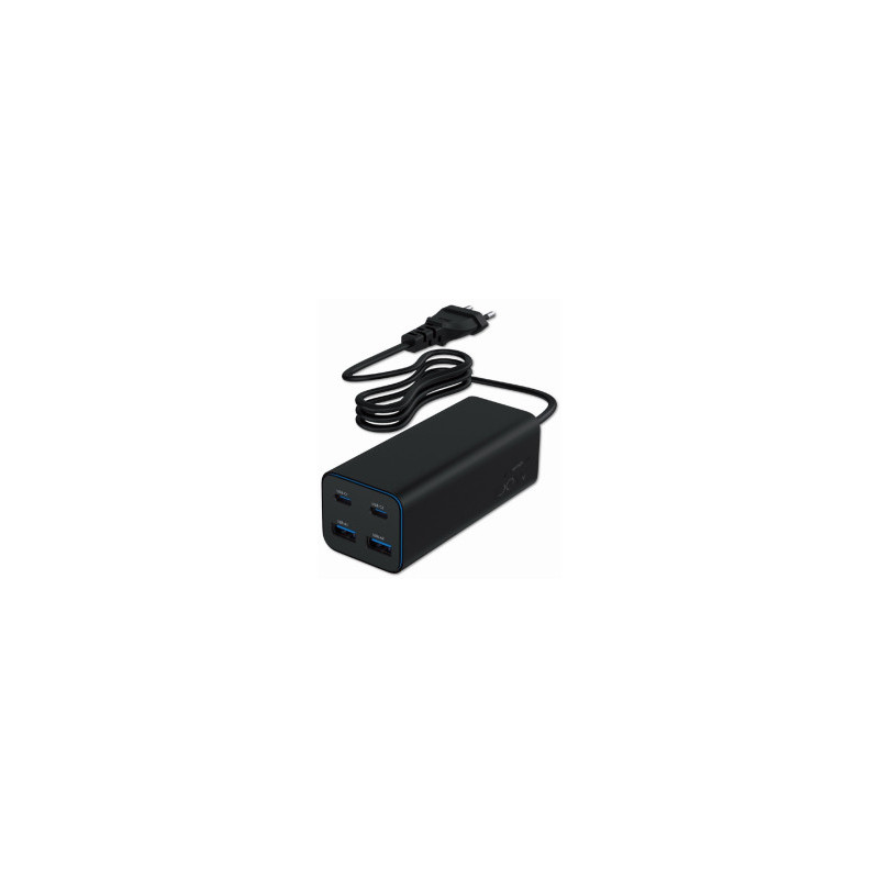 Įkroviklis Gembird universalus USB įkroviklis, 4 prievadų, 100 W, GaN
