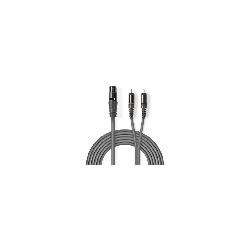 Kabelis Nedis XLR F - 2x RCA M 3m