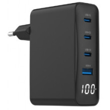 Įkroviklis Gembird universalus USB įkroviklis, 4 prievadų, LCD, 100 W, GaN