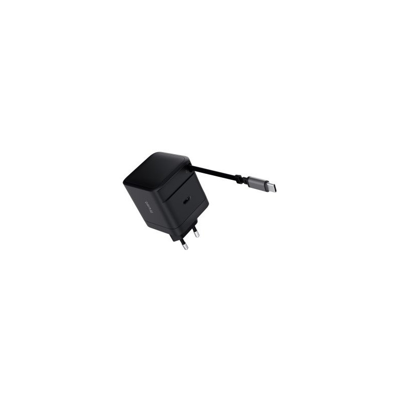 Įkroviklis Trust Maxo 65W juodas USB-C 67 cm ištraukiamas laidas