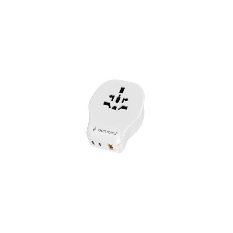 Adapter Gembird universal travel adapter 20W White