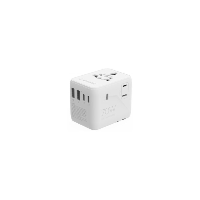 Adapter Gembird universal travel adapter 70W White