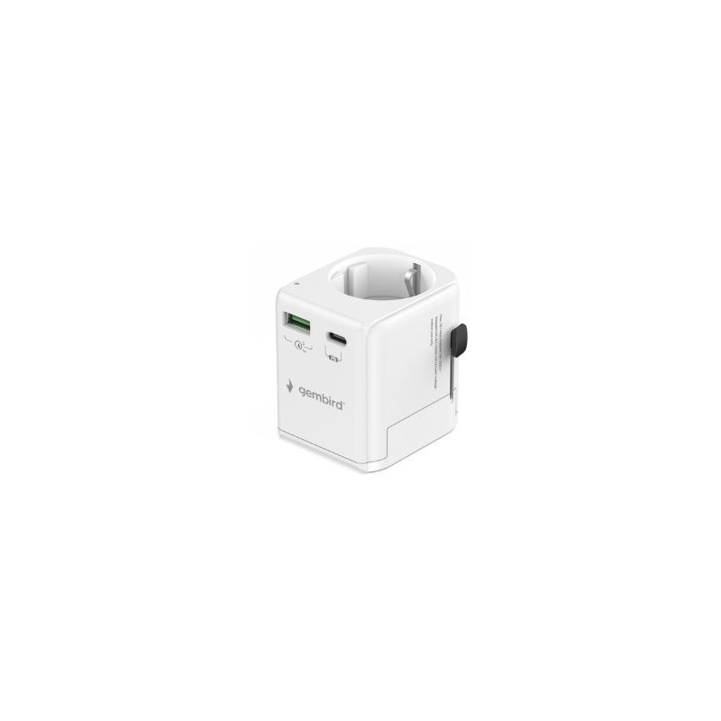 Adapter Gembird Grounded Universal Travel Adapter 20W