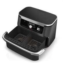 Ninja AF500EU gruzdintuvė Dviguba 10,4 l Atskirai pastatoma 2470 W Karšto oro gruzdintuvė Juoda, Nerūdijančio plieno