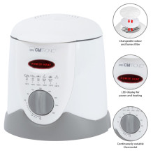 Clatronic FFR 2916 Vienvietis 1 L Atskirai stovintis 900 W Gruzdintuvė Pilka, Balta