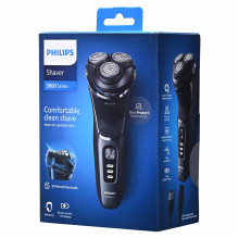 „Philips S3343/13“ vyriškas skustuvas, rotacinis skustuvas, juodas, chromuotas