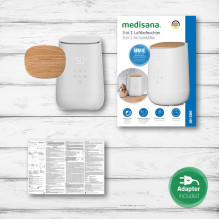Medisana AH 680 ultragarsinis drėkintuvas, 2,6 l, baltas, medinis, 24 W