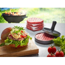 GEFU BBQ mėsainių presas Juoda, pilka aliuminio, plastikinė GEFU BBQ mėsainių presas Juoda, pilka aliuminio, plastikinė