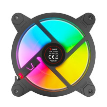 SAVIO FAN-01 4 vnt. 120 mm ARGB ventiliatorių pakuotė su valdikliu ir nuotolinio valdymo pultu SAVIO FAN-01 4 vnt. 120 mm ARGB ventiliatorių pakuotė su valdikliu ir nuotolinio valdymo pultu