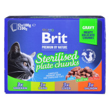 BRIT Premium Cat Sterilised Plate - šlapias kačių ėdalas - 12 x 100 g BRIT Premium Cat Sterilised Plate - šlapias kačių ėdalas - 12 x 100 g