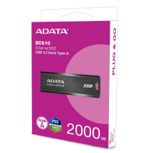 ADATA SC610 USB atmintinė 2 TB USB A tipo 3.2 Gen 2 (3.1 Gen 2) Juoda ADATA SC610 USB atmintinė 2 TB USB A tipo 3.2 Gen 2 (3.1 Gen 2) Juoda