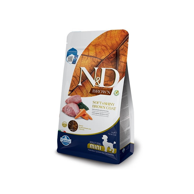 FARMINA N&amp;D Brown Dog Lamb, Spirulina&amp;Carrot Adult Mini - dry dog food - 2 kg