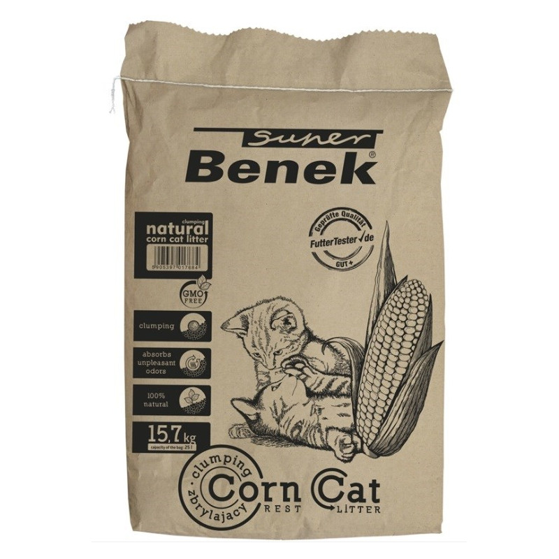 Certech Super Benek kukurūzų kačių kraikas - kukurūzų gumulėlių susidarymo priemonė, 25 l