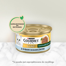 PURINA Gourmet Gold Succulent Delights šlapias kačių ėdalas su vandenyno žuvimi, 85 g