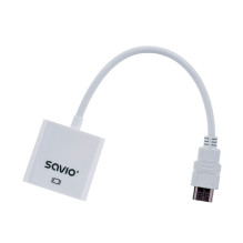 Savio CL-27B vaizdo kabelio adapteris 0,1 m HDMI A tipo (standartinis) VGA (D-Sub) baltas