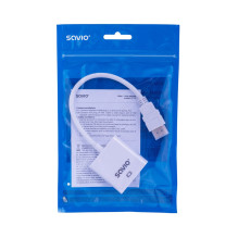 Savio CL-27B vaizdo kabelio adapteris 0,1 m HDMI A tipo (standartinis) VGA (D-Sub) baltas