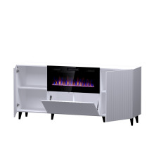 PAFOS komoda su elektriniu židiniu 180x42x82 cm, matinė balta PAFOS komoda su elektriniu židiniu 180x42x82 cm, matinė balta