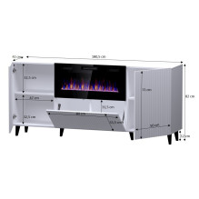 PAFOS komoda su elektriniu židiniu 180x42x82 cm, matinė balta PAFOS komoda su elektriniu židiniu 180x42x82 cm, matinė balta